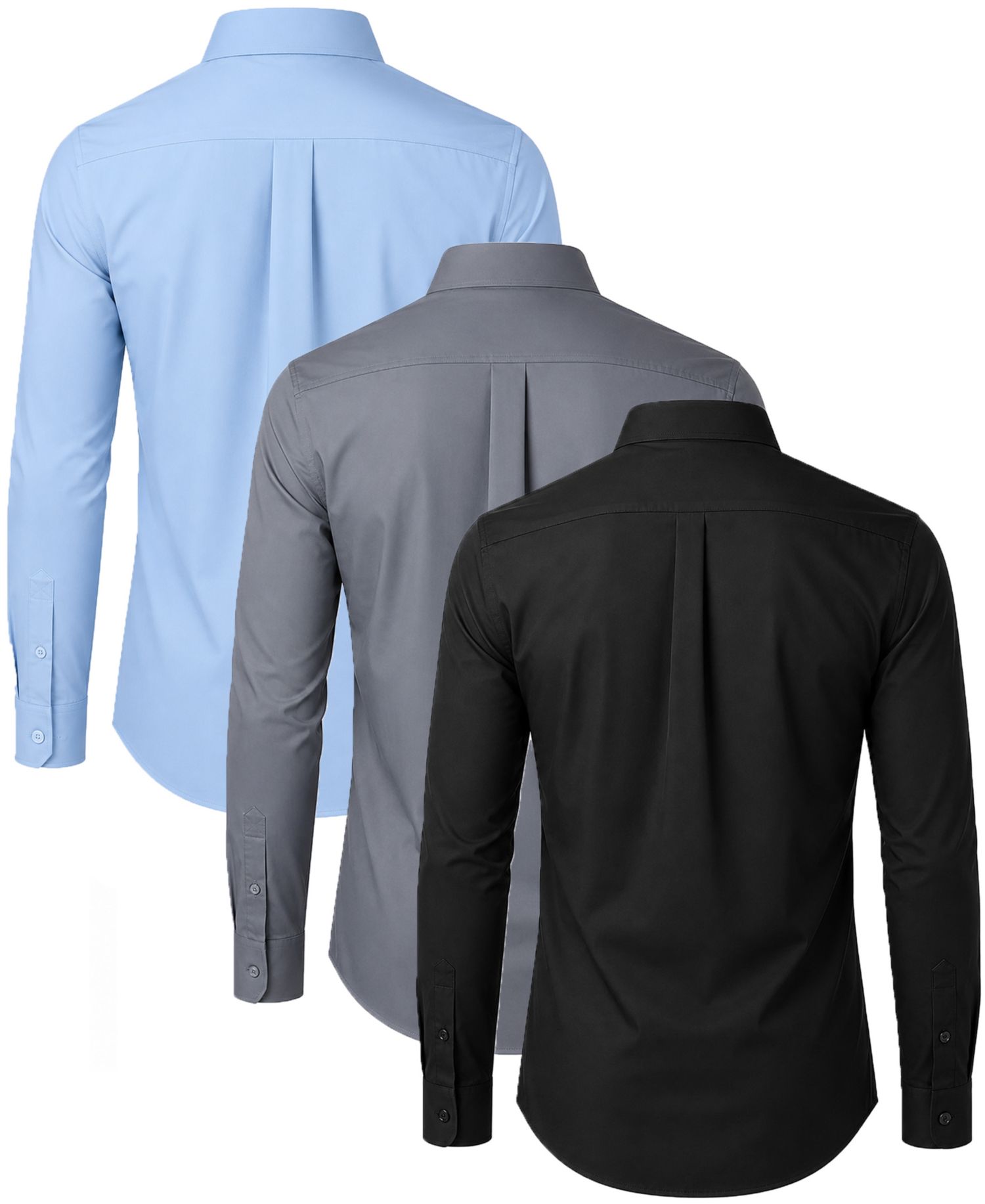Men' Slim Fit Long Sleeve Stretch Dress Shirt-3 Pack