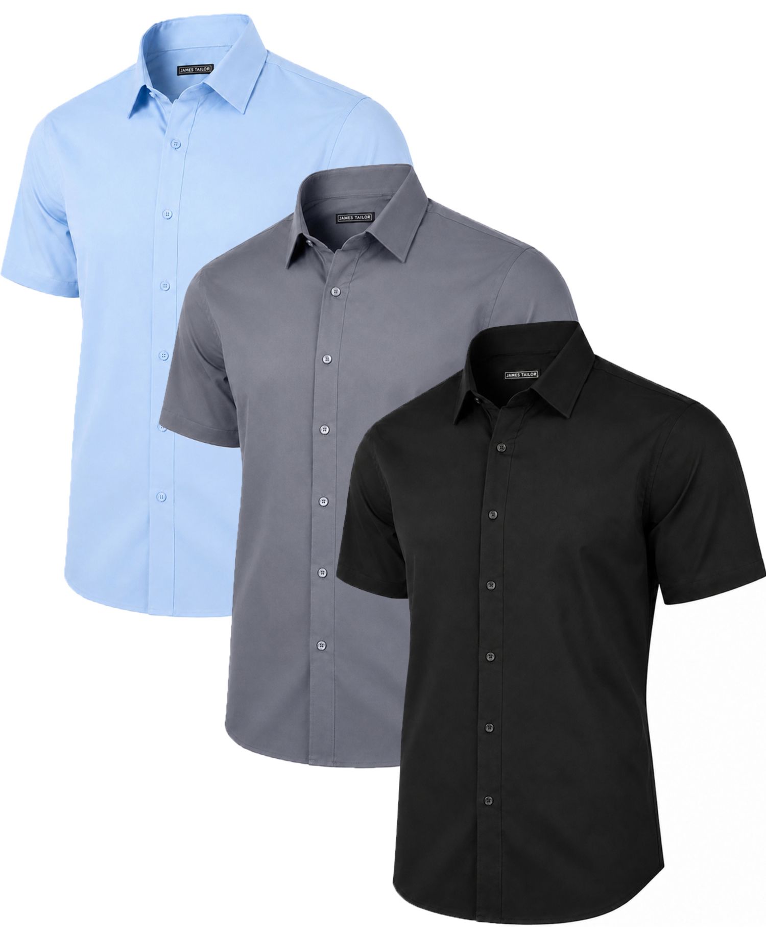 Men's Slim-Fit Point Collar Dress Shirt, 3-Pack