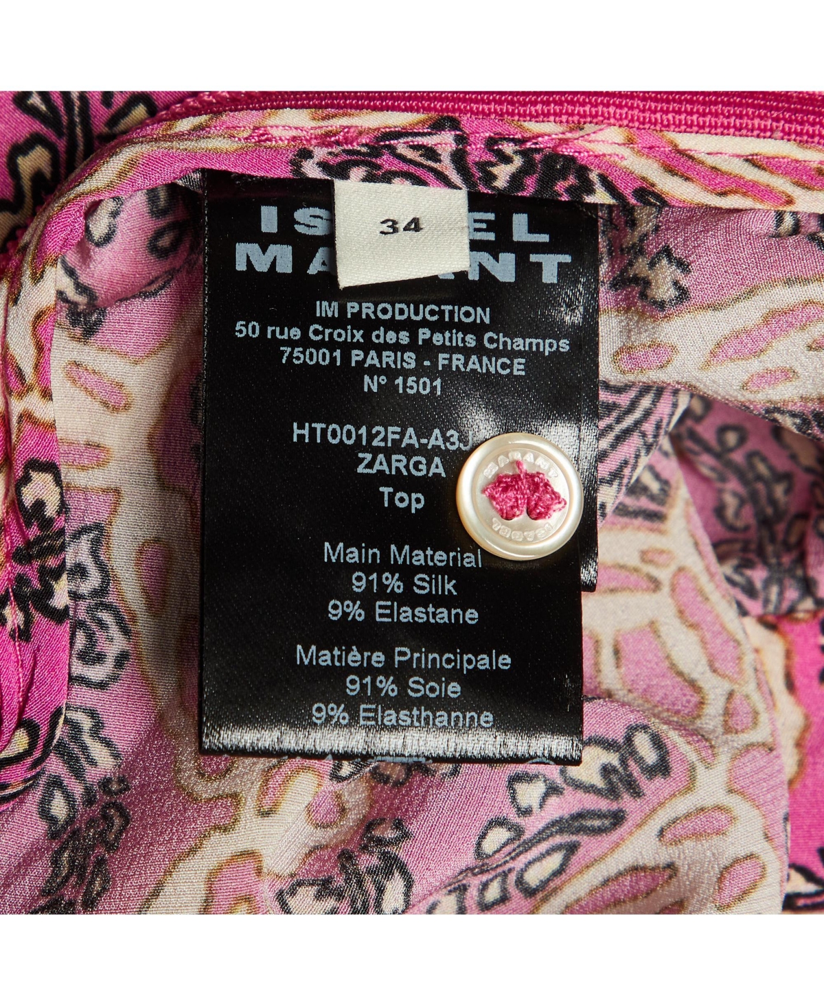 Pre-Owned Isabel Marant Women's Zarga Paisley Print Silk Pleated Top