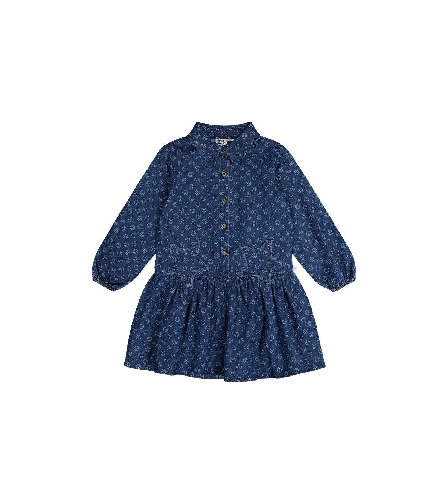 Little and Big Girl 6-14Y Shirt Dress Smiley Print