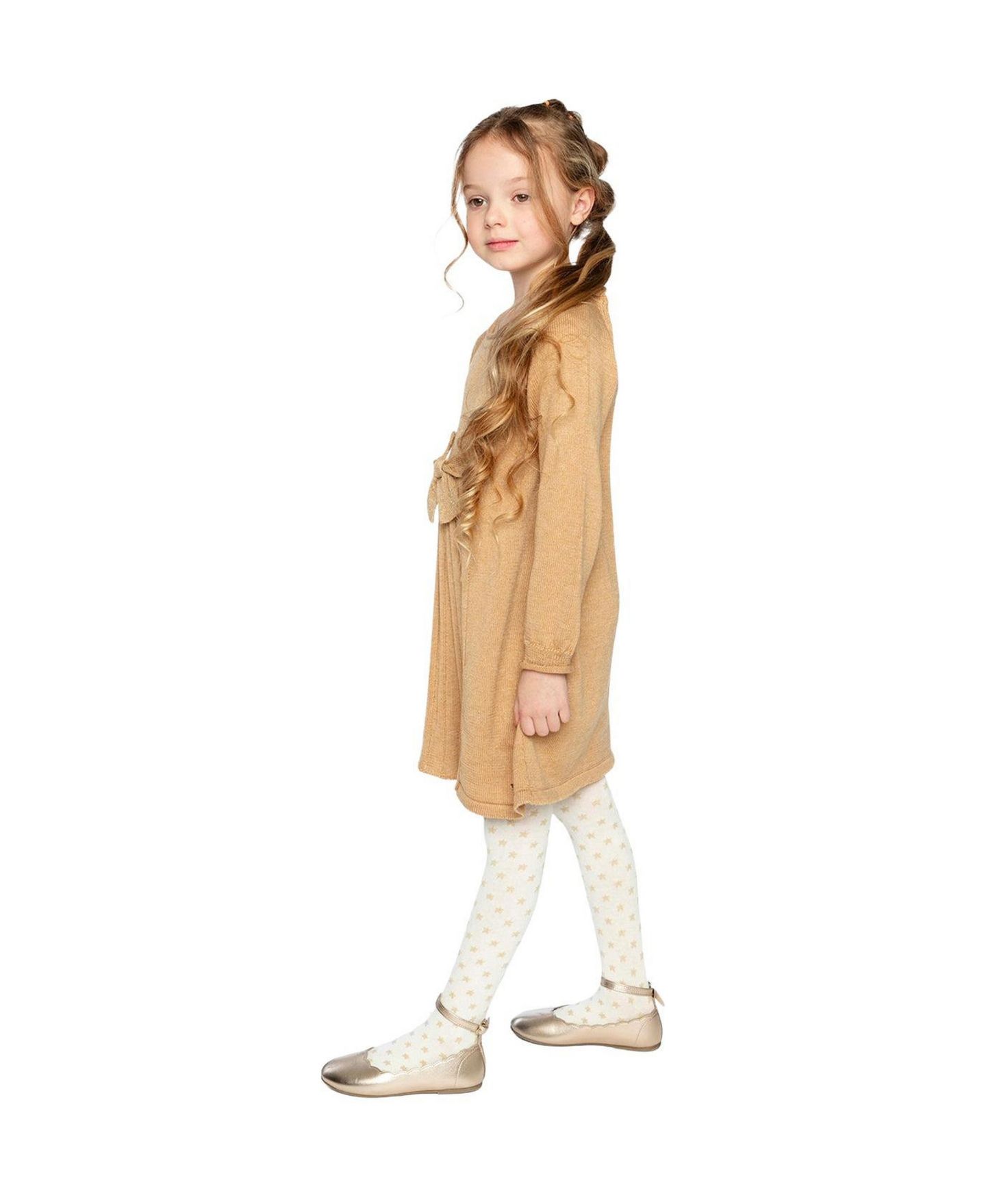 Платье Deux par Deux Knitted Dress Cinnamon для девочек-малышей, цвет: Коричневый коричный — фото 2