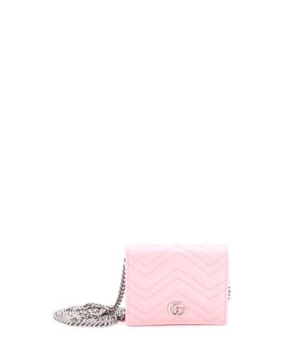 GG Marmont Card Case on Chain Matelasse Leather