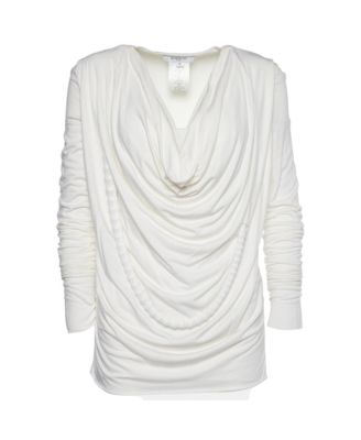 Women's Draped Cowl Neck Blouse with Beaded Detail
