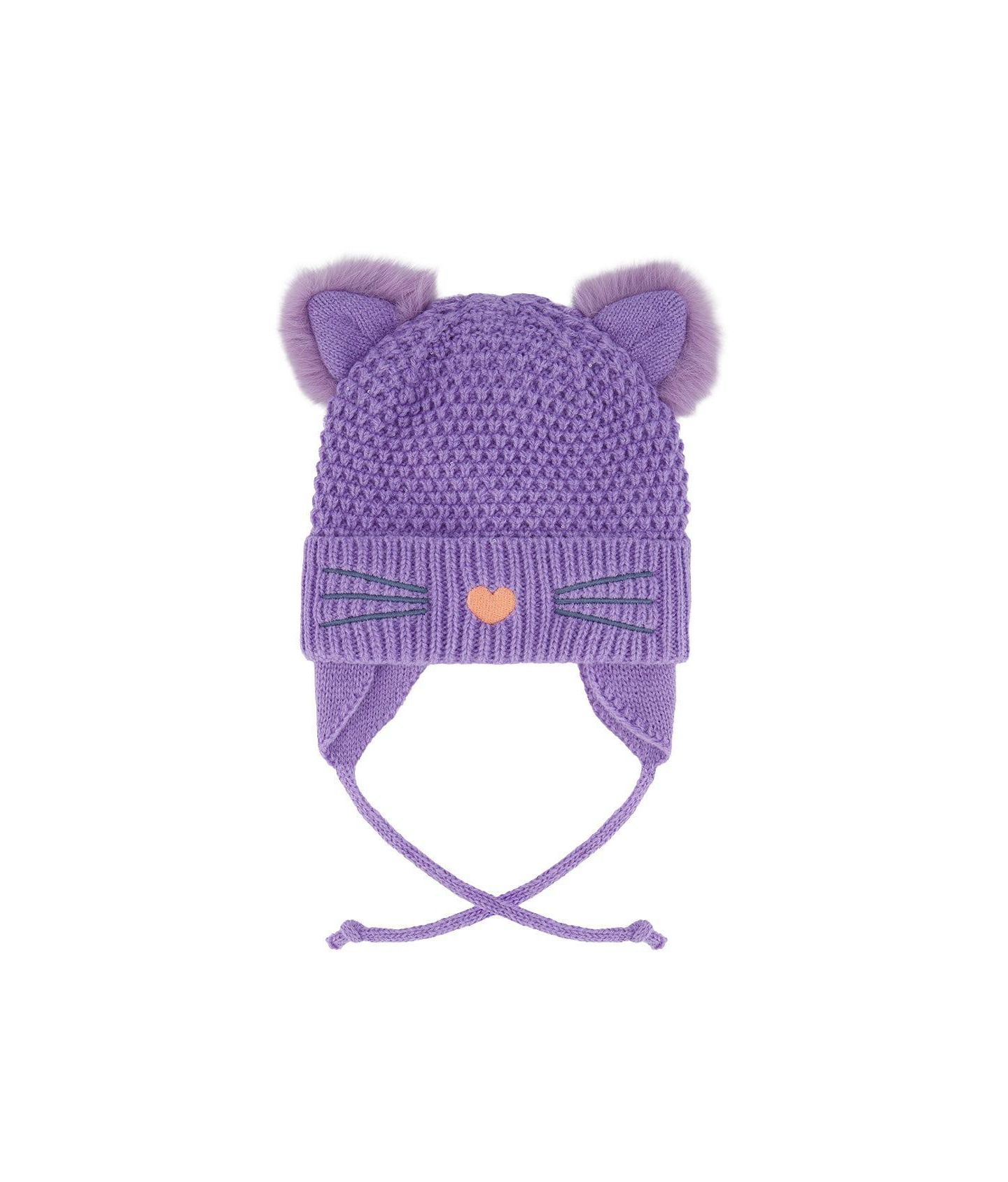 Шапка Deux par Deux Winter Knit Hat with Ears для девочек, цвет: Фиолетовый — фото 1