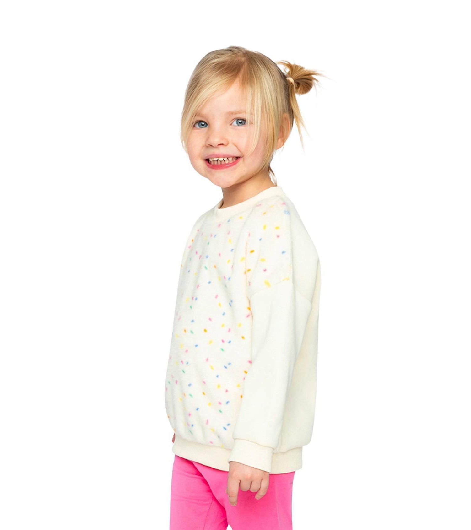 Little and Big Girl 6-14Y Bi-Material Sweater