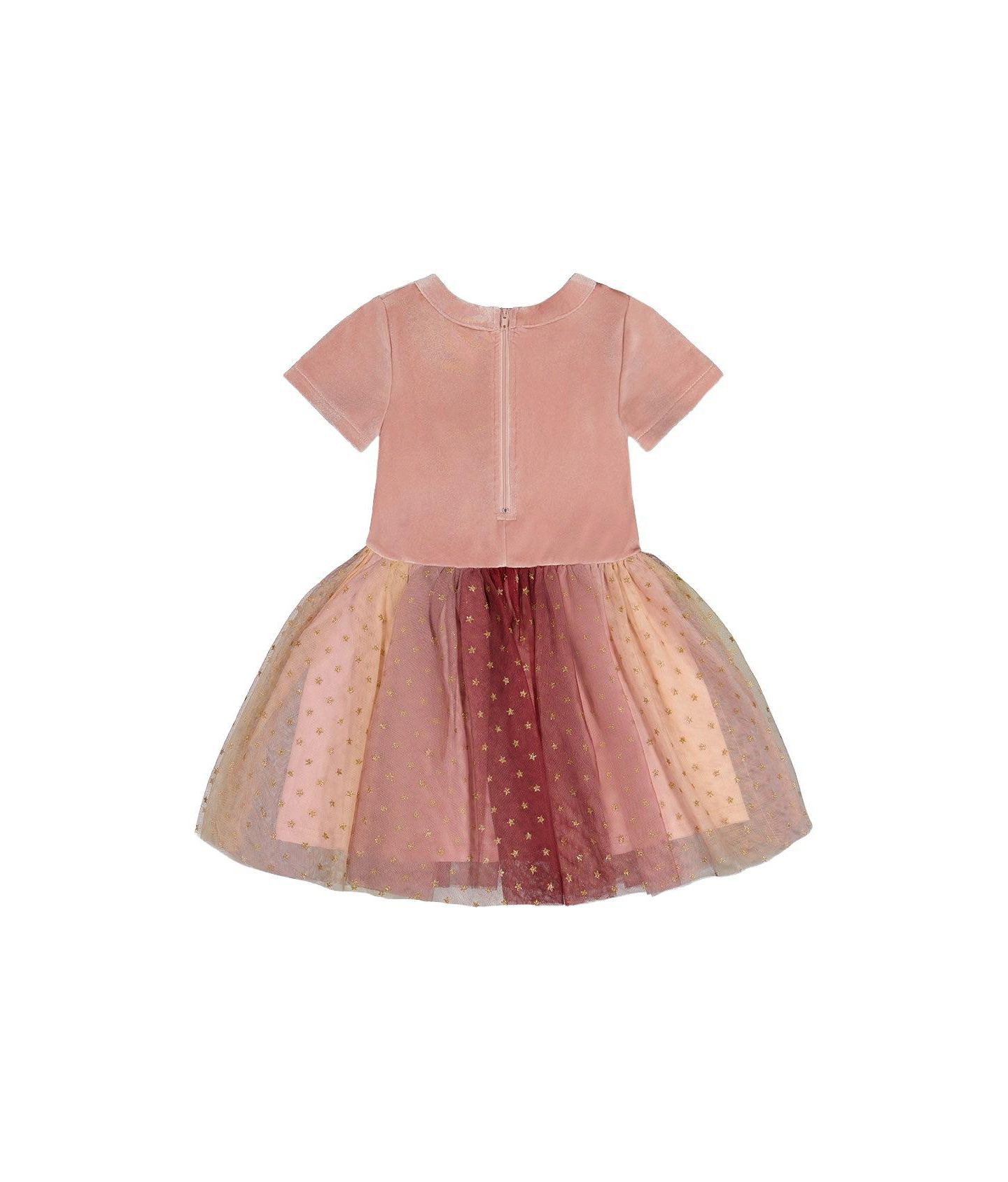 Платье Deux par Deux Bi-Material Dress with Gradient Print Skirt для девочек-малышей, цвет: Розовый — фото 7