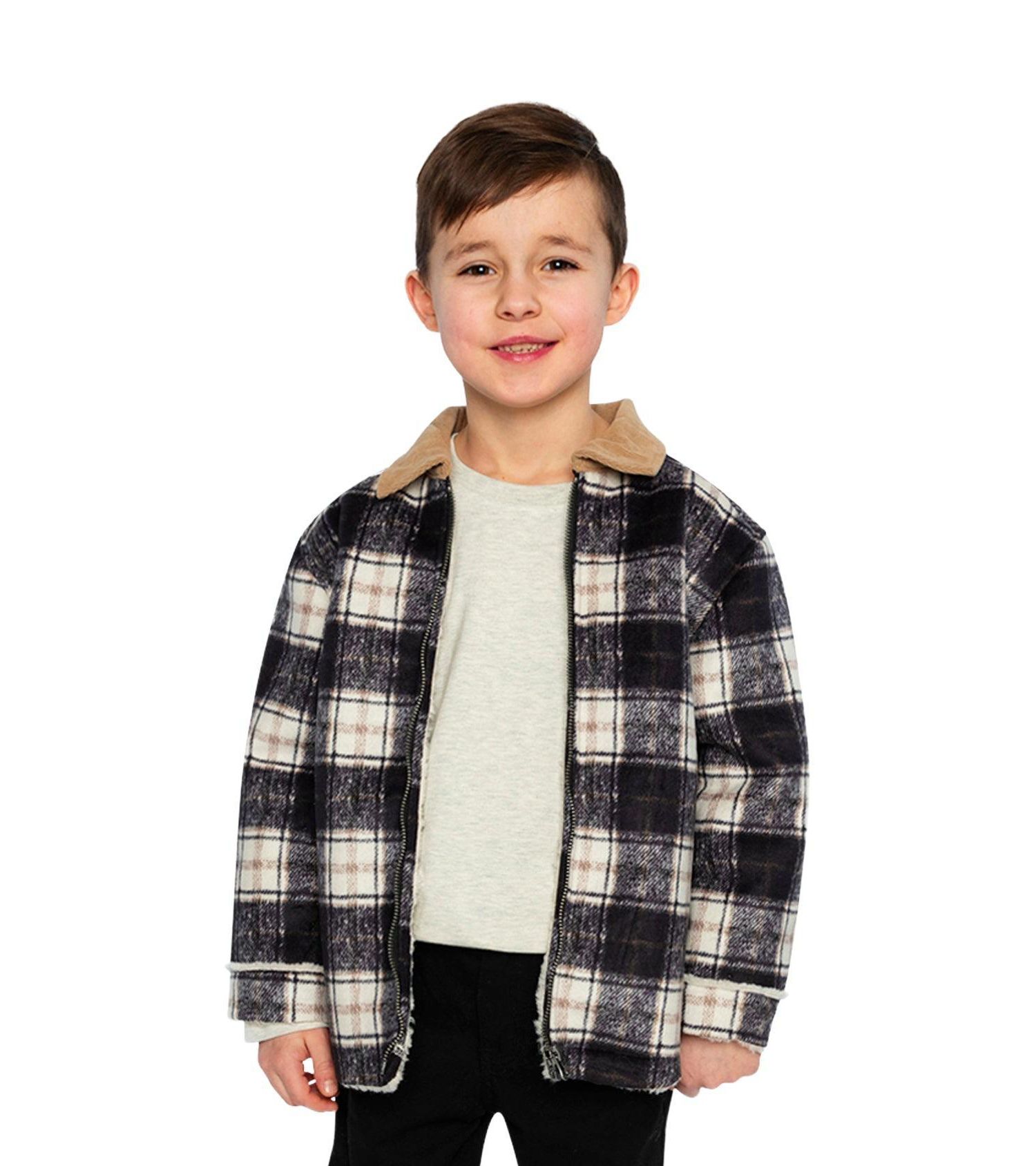 Little and Big Boy 6-12 Brushed Plaid Zipped Jacket