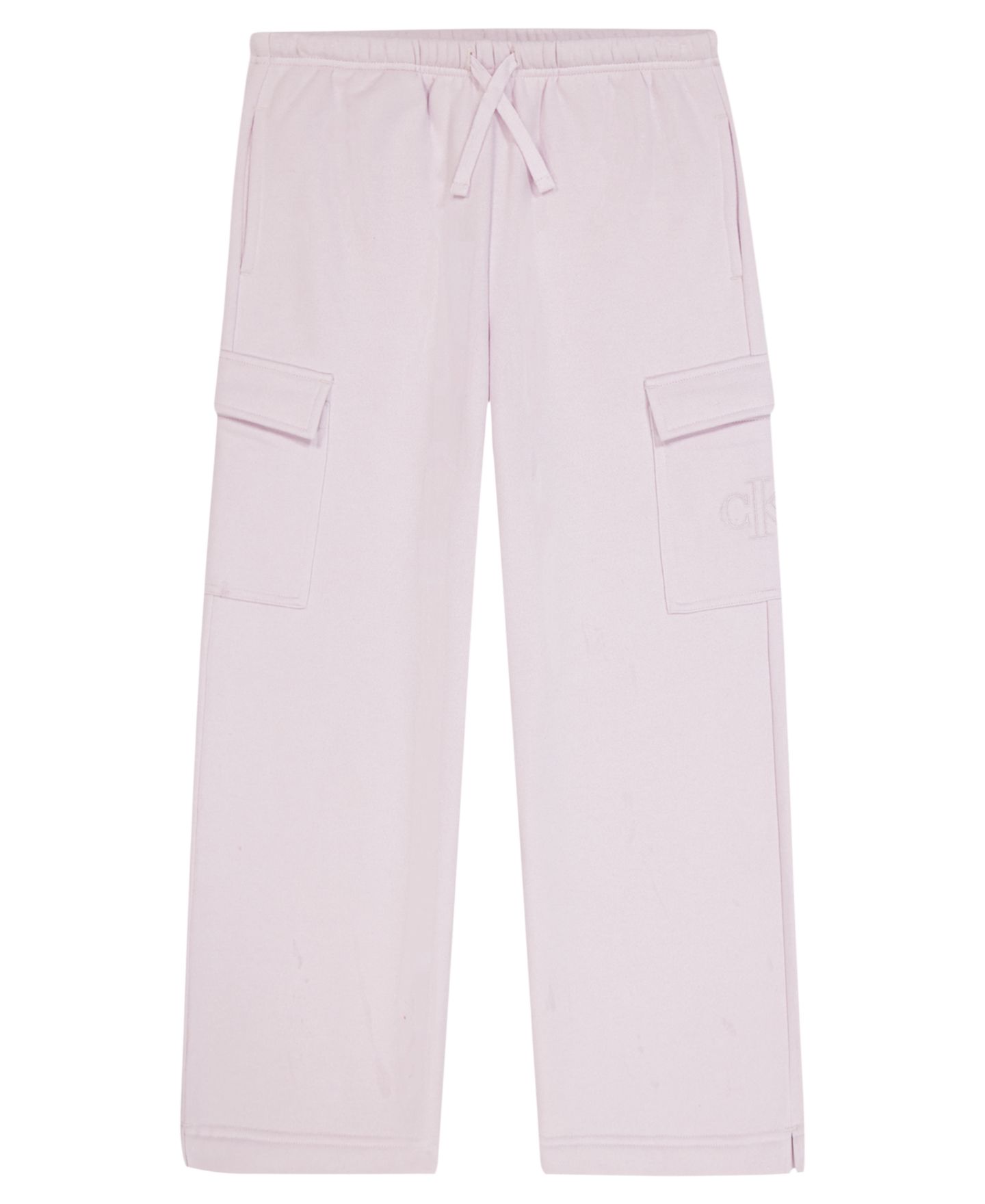 Брюки Calvin Klein Monologo Wide-Leg Cargo Fleece для девочек, цвет: Орхидея ледяной — фото 1