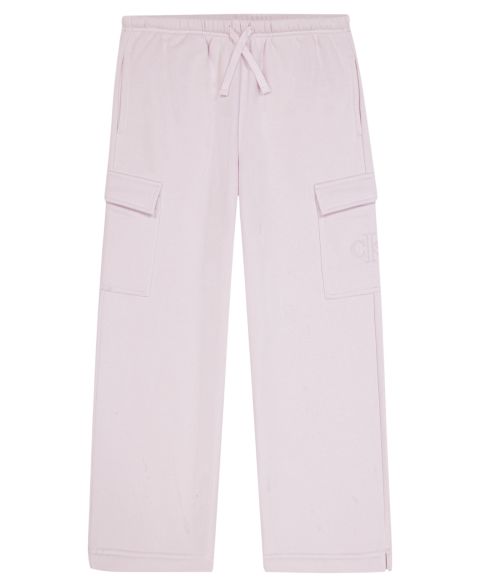 Брюки Calvin Klein Monologo Wide-Leg Cargo Fleece для девочек, цвет: Орхидея ледяной