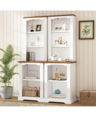 Curved Top Two-Piece Combined Anti-Tip Tall Storage Cabinet