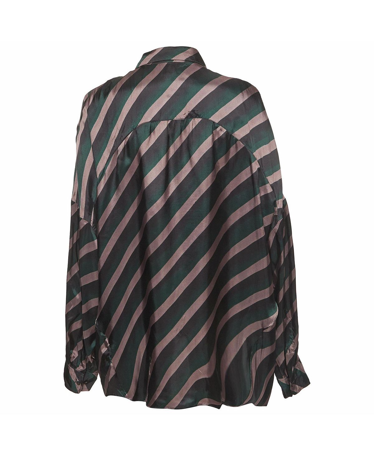 Pre-Owned Dries Van Noten Women's Oversized Diagonal Stripe Satin Shirt view 2 — MAYCSS fashion products