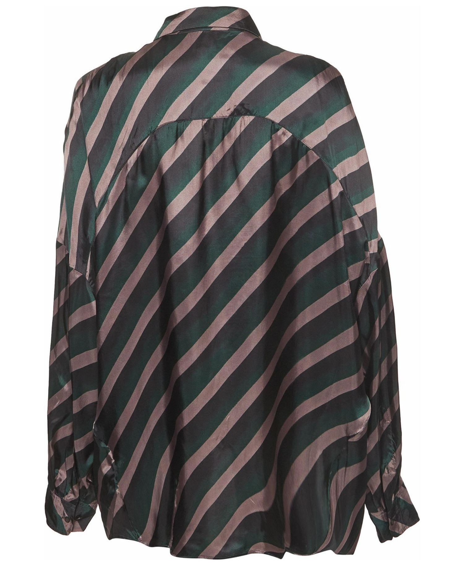 Women's Oversized Diagonal Stripe Satin Shirt