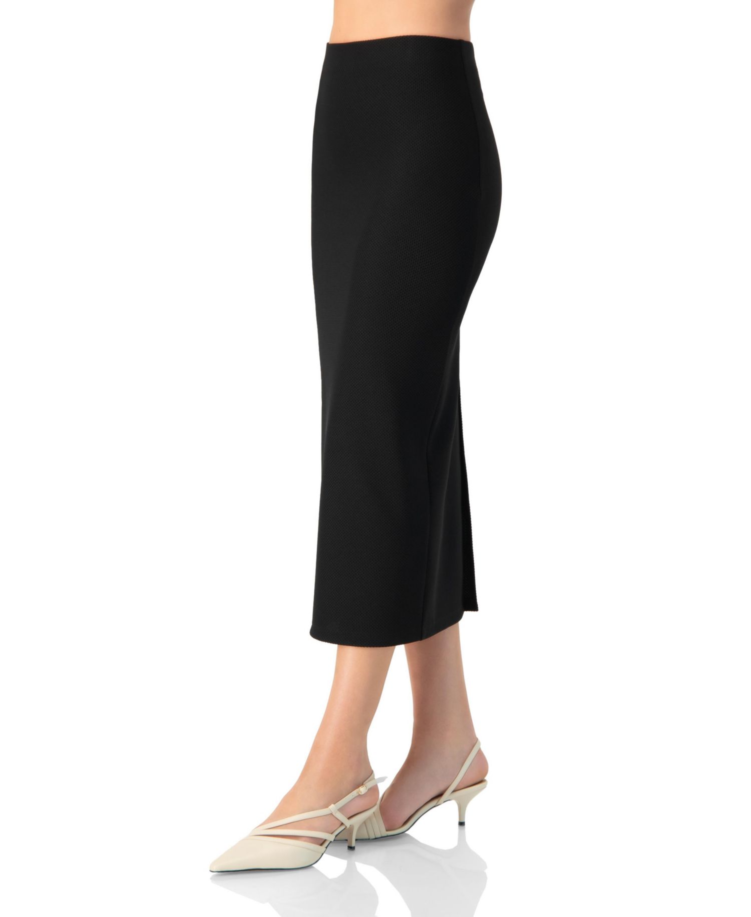 Women's Smooth Stretch Knit High Waist Fitted Midi Skirt