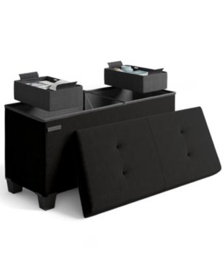 30-Inch Velvet Storage Ottoman with Bin, Small Foot Stool and Seat for Living Room