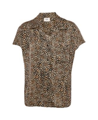 Women's Print Silk Short Sleeve Camp Shirt
