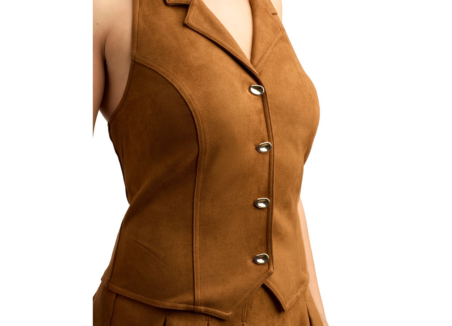 Juniors' Collared Halter Neck Top