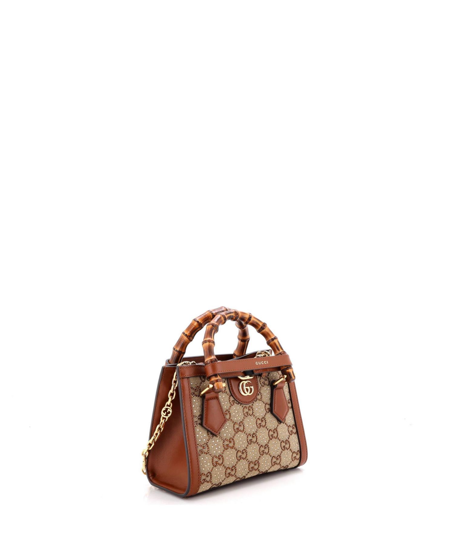 Mini Diana NM Bamboo Handle Tote Crystal Embellished GG Canvas