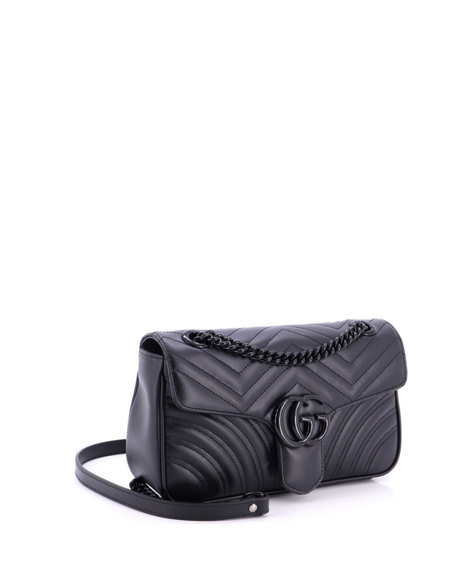 Small GG Marmont Monochrome Flap Bag Matelasse Leather