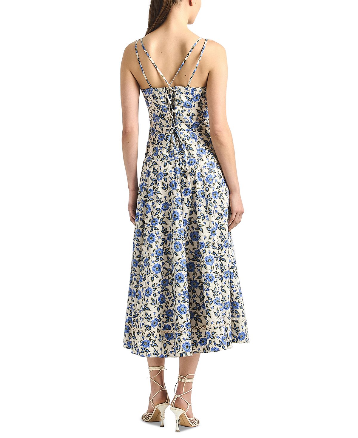Derek Lam 10 Crosby Women's Adair Printed Cotton Double Strap Midi Dress view 4 — MAYCSS fashion products
