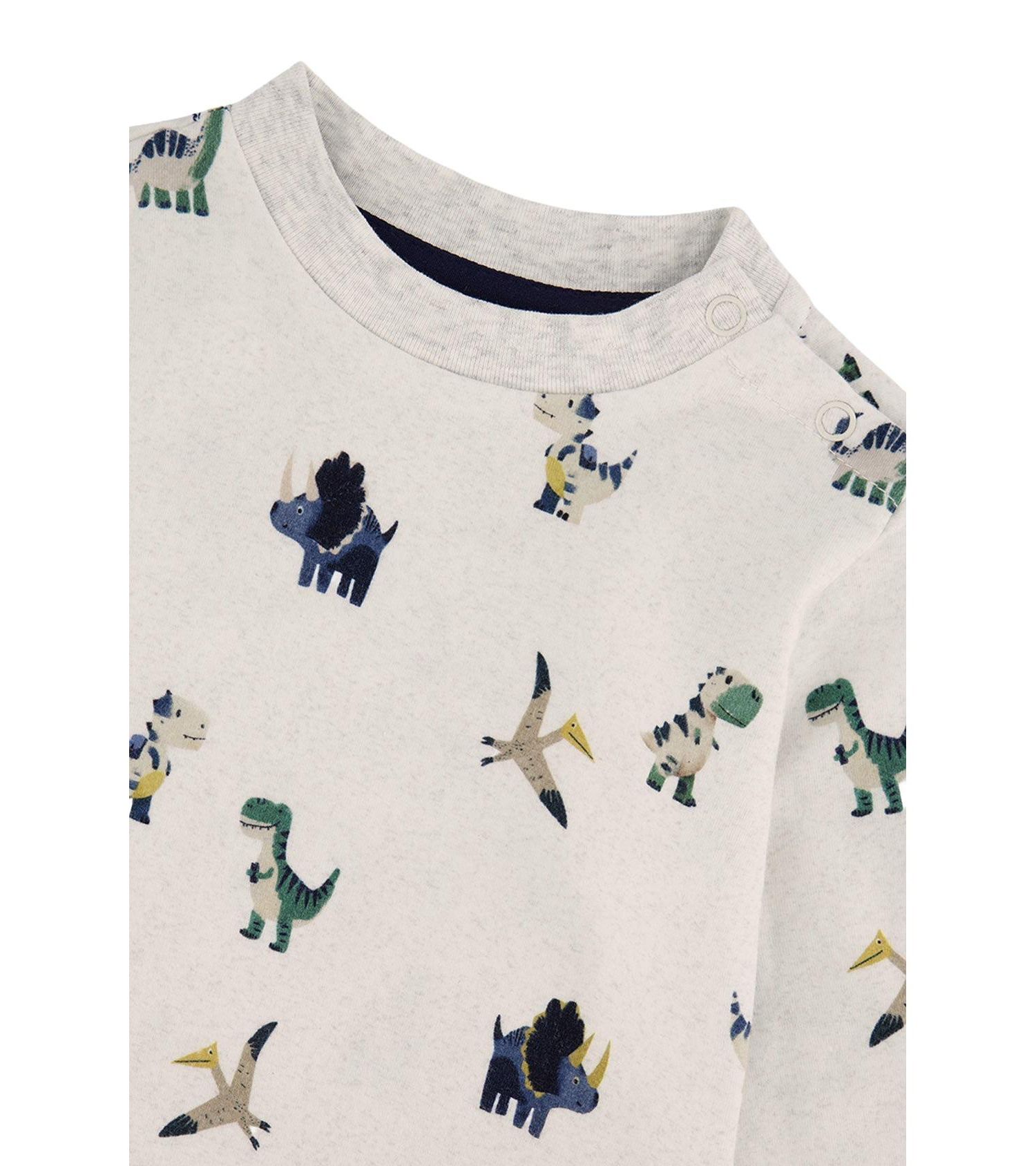 Baby Boy (6M-24M) Cotton T-Shirt and Fleece Pant Set Dinosaur Print