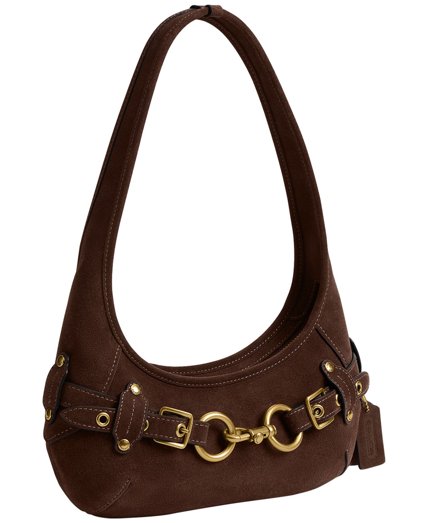 Belted Ergo Small Suede Shoulder Bag 26