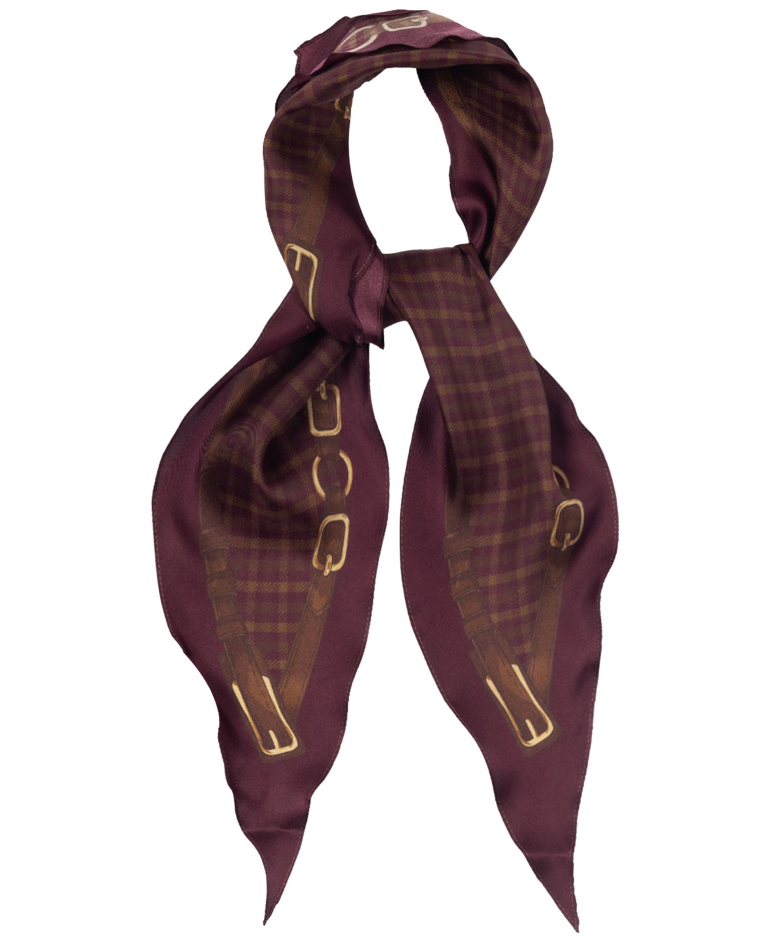 Plaid with Belting Border Small Diamond Scarf