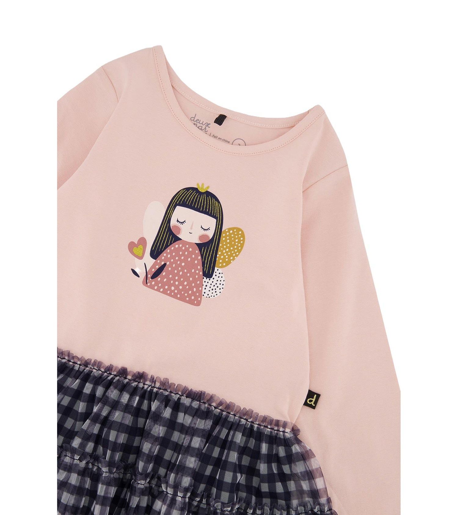 Little and Big Girl 6-8 Bi-Material Dress