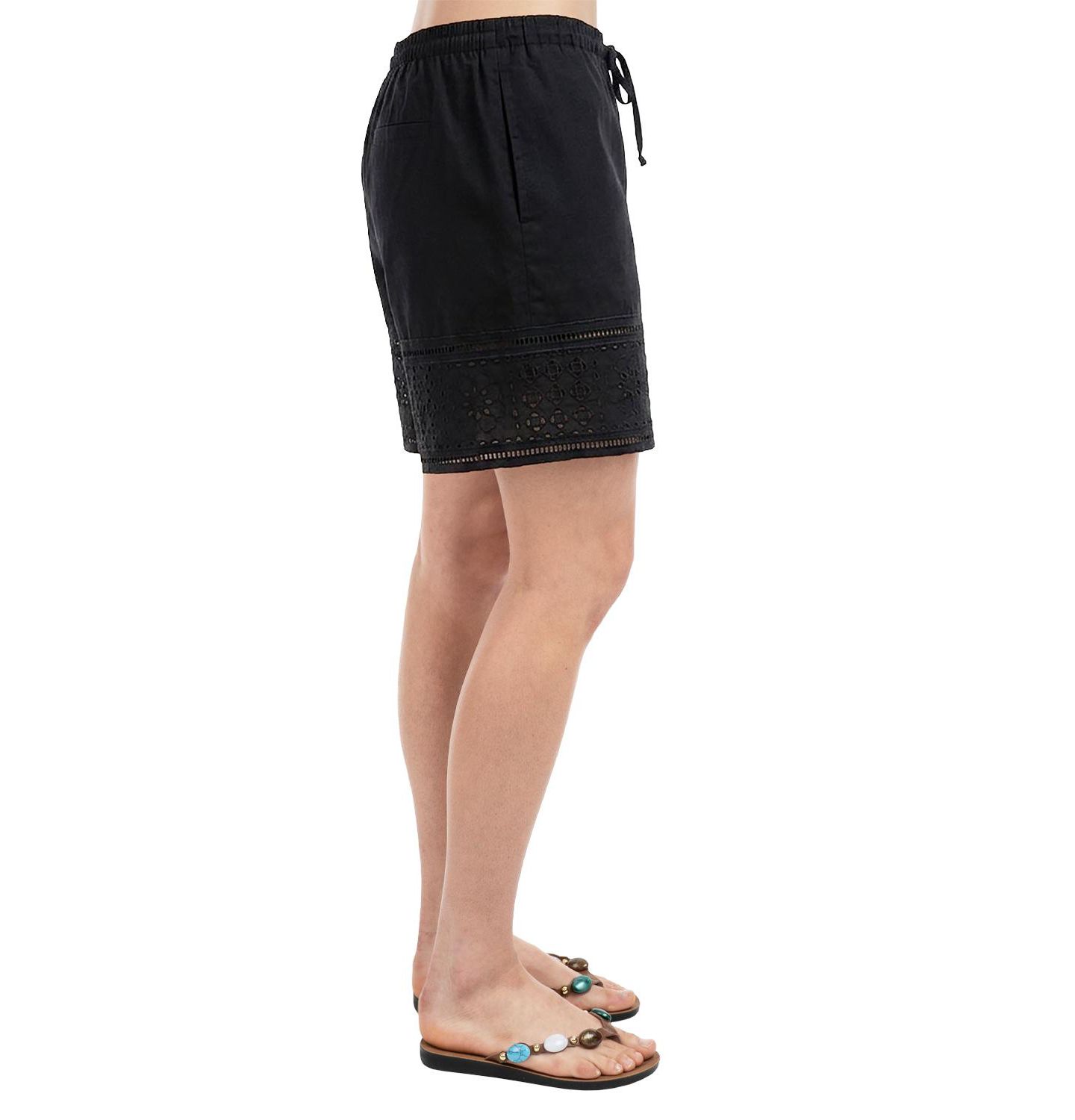 Женские шорты ELLE Collection Lace Inset Short, цвет: Чёрный — фото 2