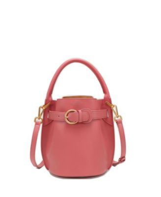 Blair Leather Small Bucket Bag  Women's Crossbody Purse with Belt Drawstring