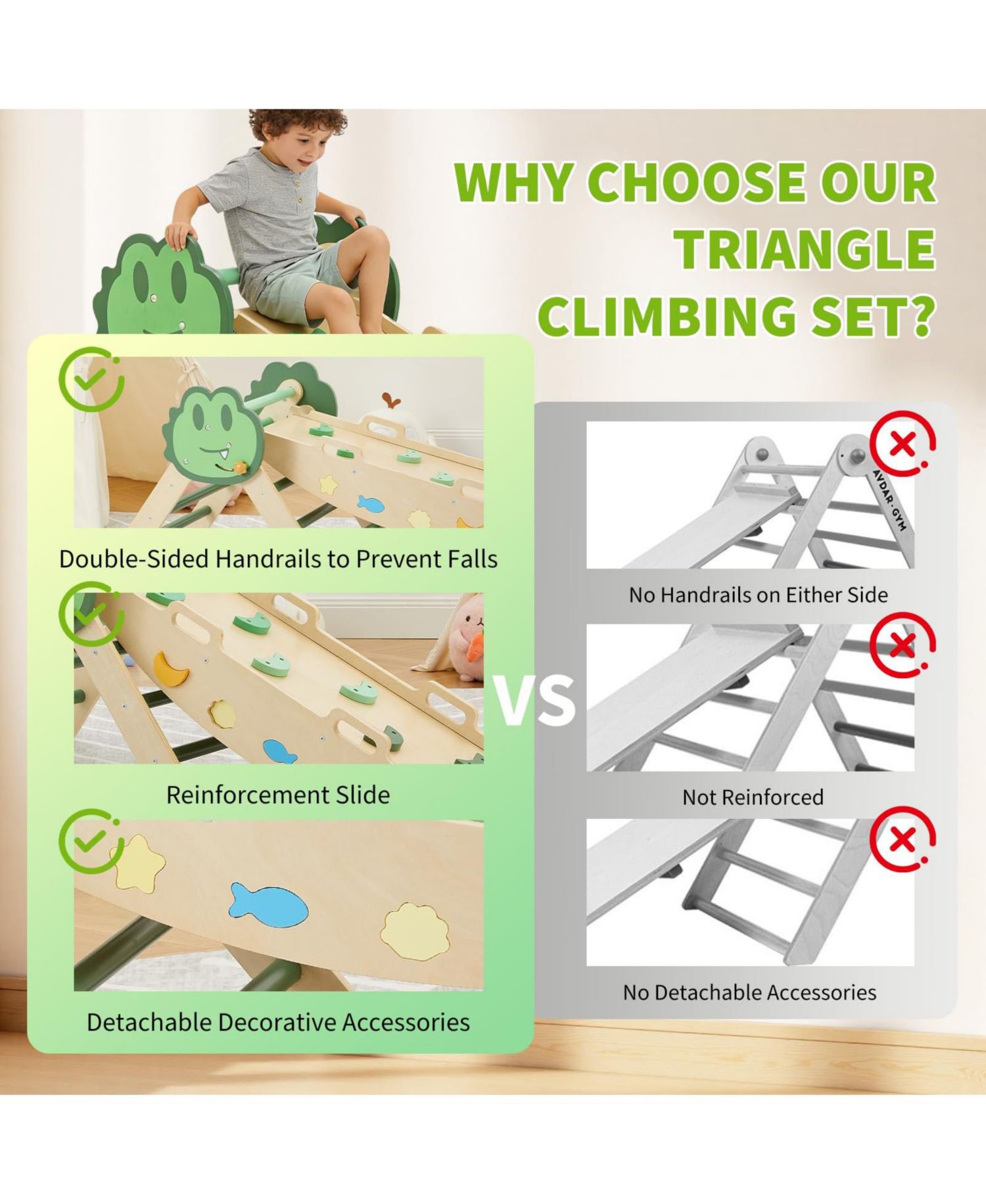 72.8 x 20.5 x 22.8 Inch Kids Climbing Frame Engineered Wood Toddler Indoor Play Gym Climbing Arch for Physical Fun, Wooden Frame