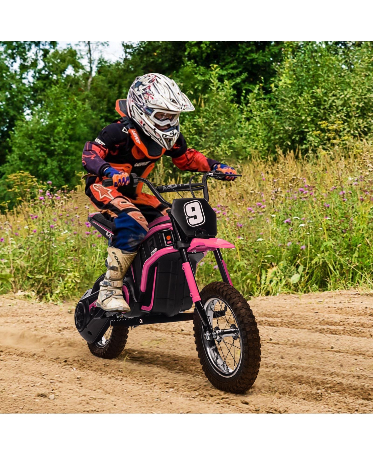 homfan 42.9x11.0x20.1 in 24V Kids Electric Ride-On Motorcycle, Remote Control, 350W Motor, Metal Frame, Outdoor Play - Pink