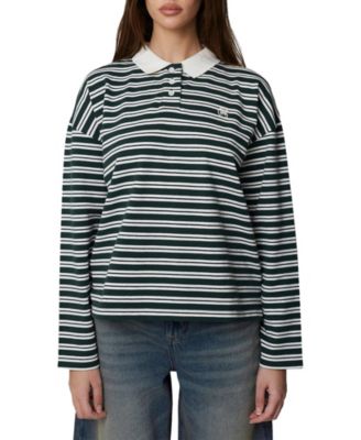 Women's Long Sleeve Striped Polo