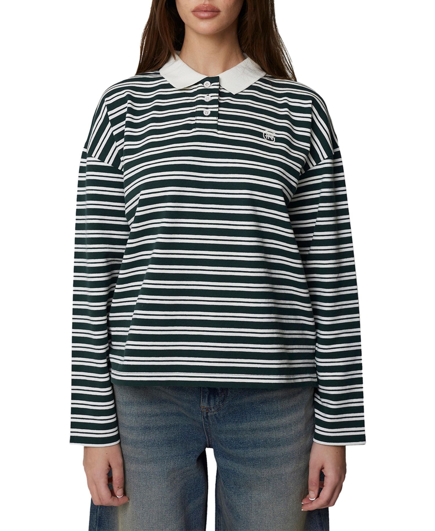 Women's Long Sleeve Striped Polo
