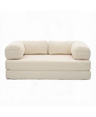 4-in-1 Convertible Folding Sofa Bed, Corduroy Floor Sofa Bed, Frame-Free Floor Lounger with Foam Backrest-Perfect for the Living Room and Bedroom
