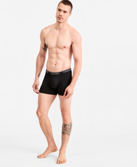Мужские эластичные трусы-боксеры Calvin Klein Icon, набор из 3 шт, цвет: Чёрный / С ромбами красный