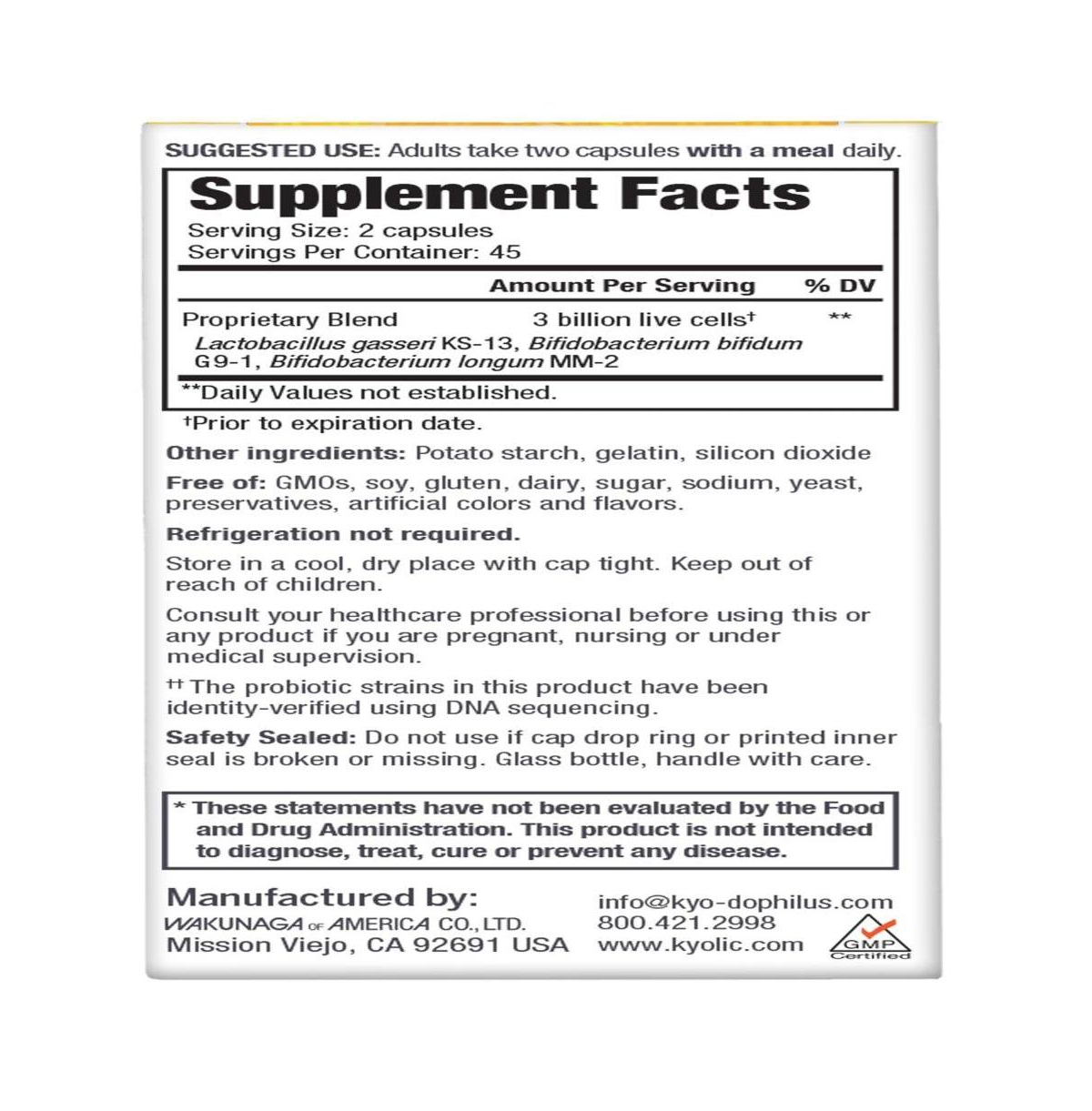 Kyo-Dophilus Daily Probiotic, Immune health and digestive support