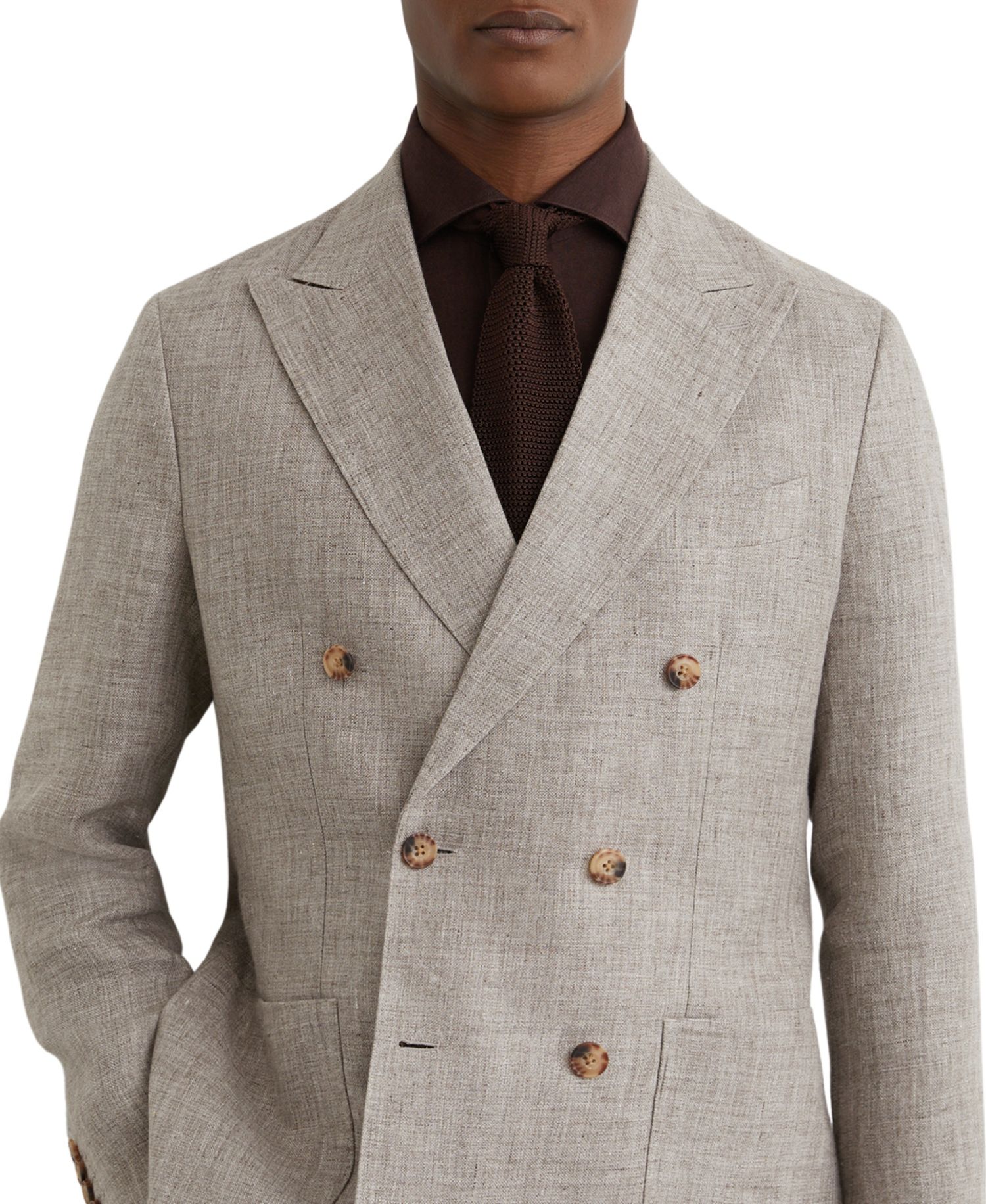 Men's Amore Linen Double-Breasted Tailored-Fit Suit Blazer