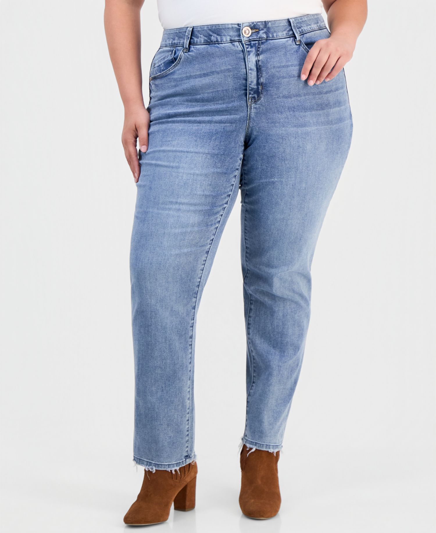 Trendy Plus Size AbSolution High-Rise Slim Straight-Leg Jeans