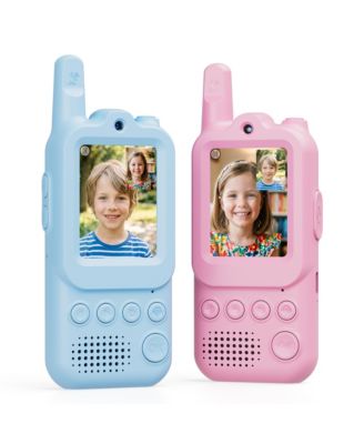 TK2 Kids Video Walkie Talkies with Camera, Blue and Pink 2-Pack, Rechargeable 2-Way Radios with 2" Screen, Voice and Photo Messaging
