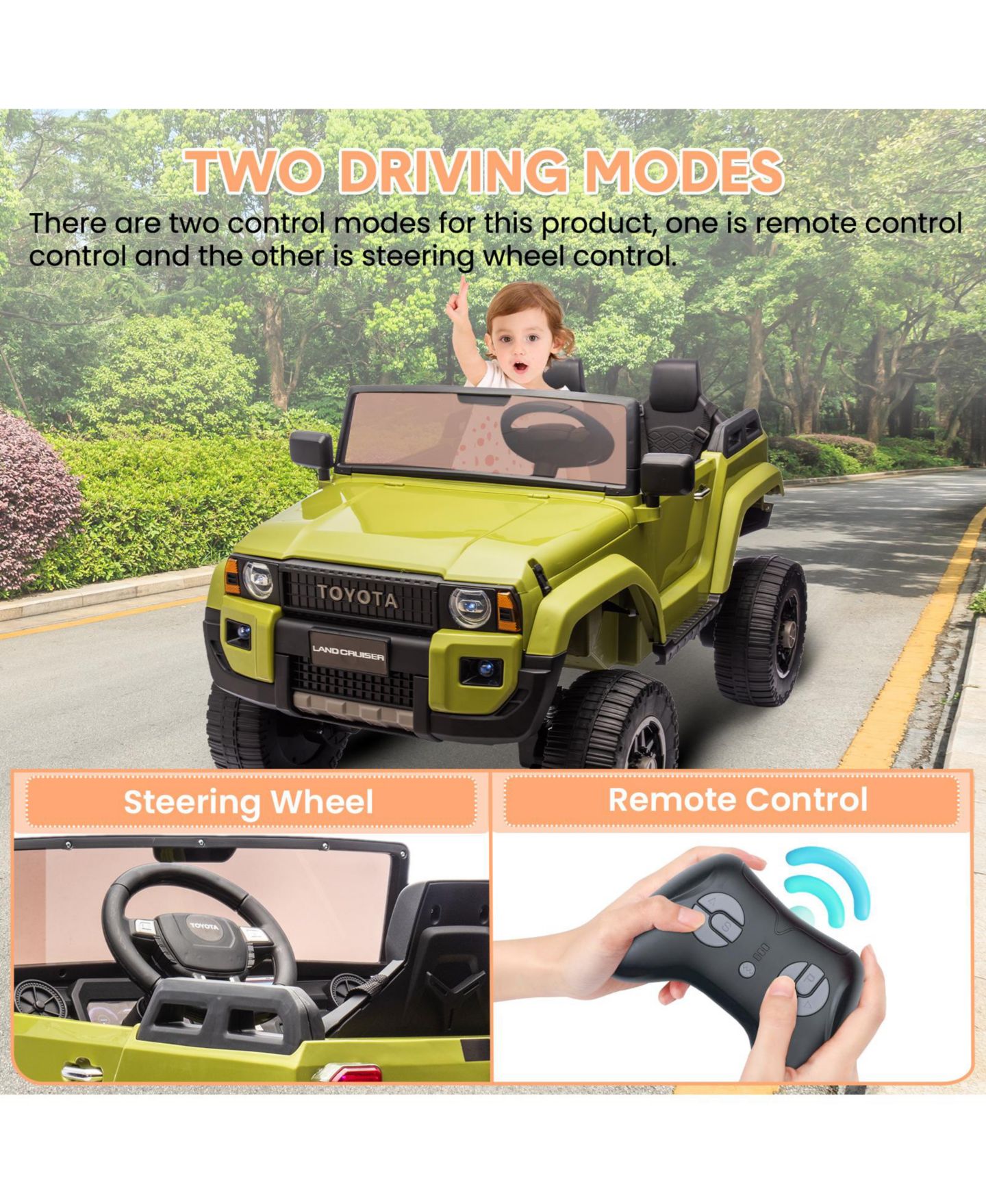 Детская игрушка homfan 44.9"L x 26.8"W 4WD 24V Electric Ride-On Car with Remote Control, 2-Seater, Ages 3+ — фото 8
