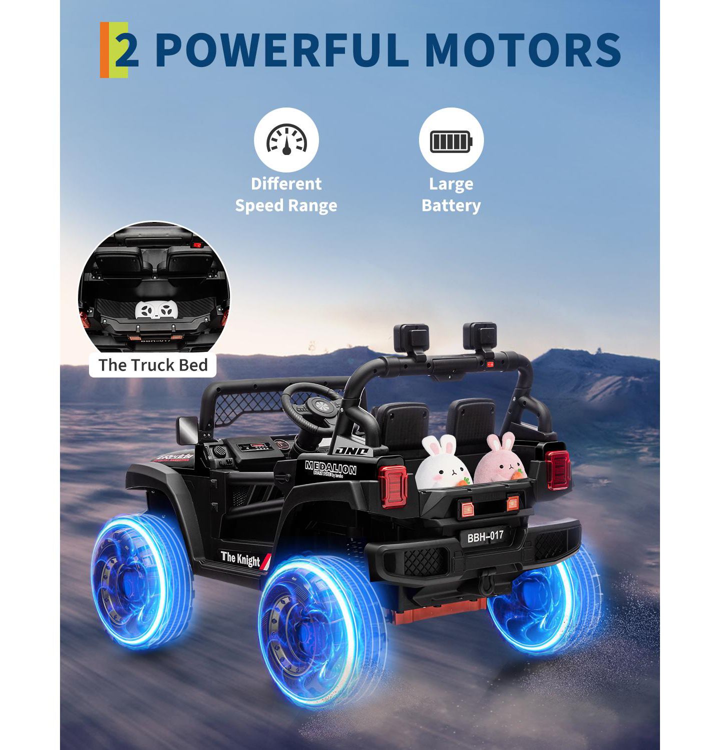 Детская игрушка homfan 43.3"L x 28.3"W x 28.3"H 12V Battery Powered Remote Control Electric Ride-On Car, Ages 3-6, цвет: Чёрный — фото 2