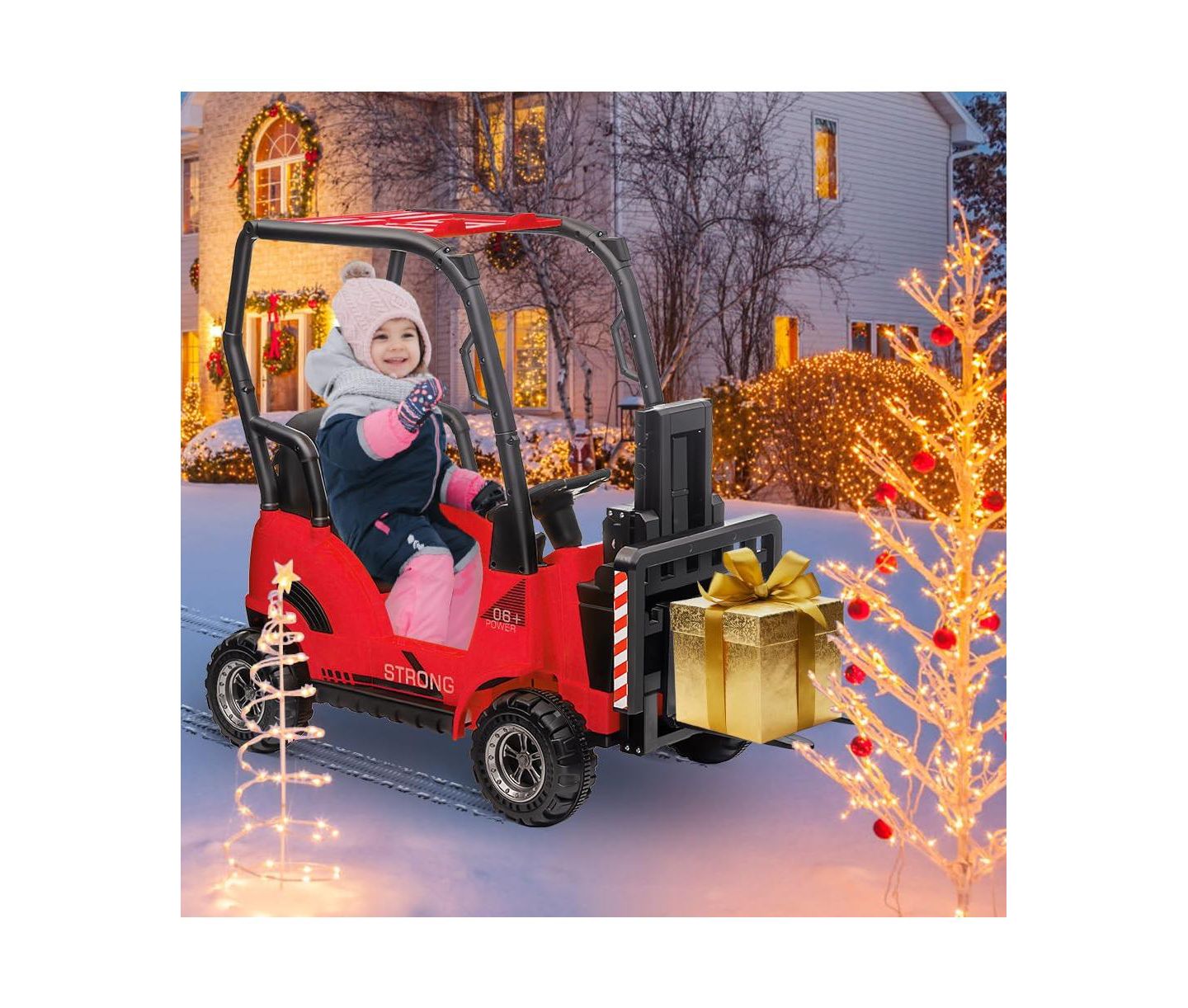 Детская игрушка homfan 12V Electric Kids Forklift Ride-On Car with Remote Control and Liftable Fork, 66-Lb Capacity, Ages 3-7, цвет: Красный — фото 6