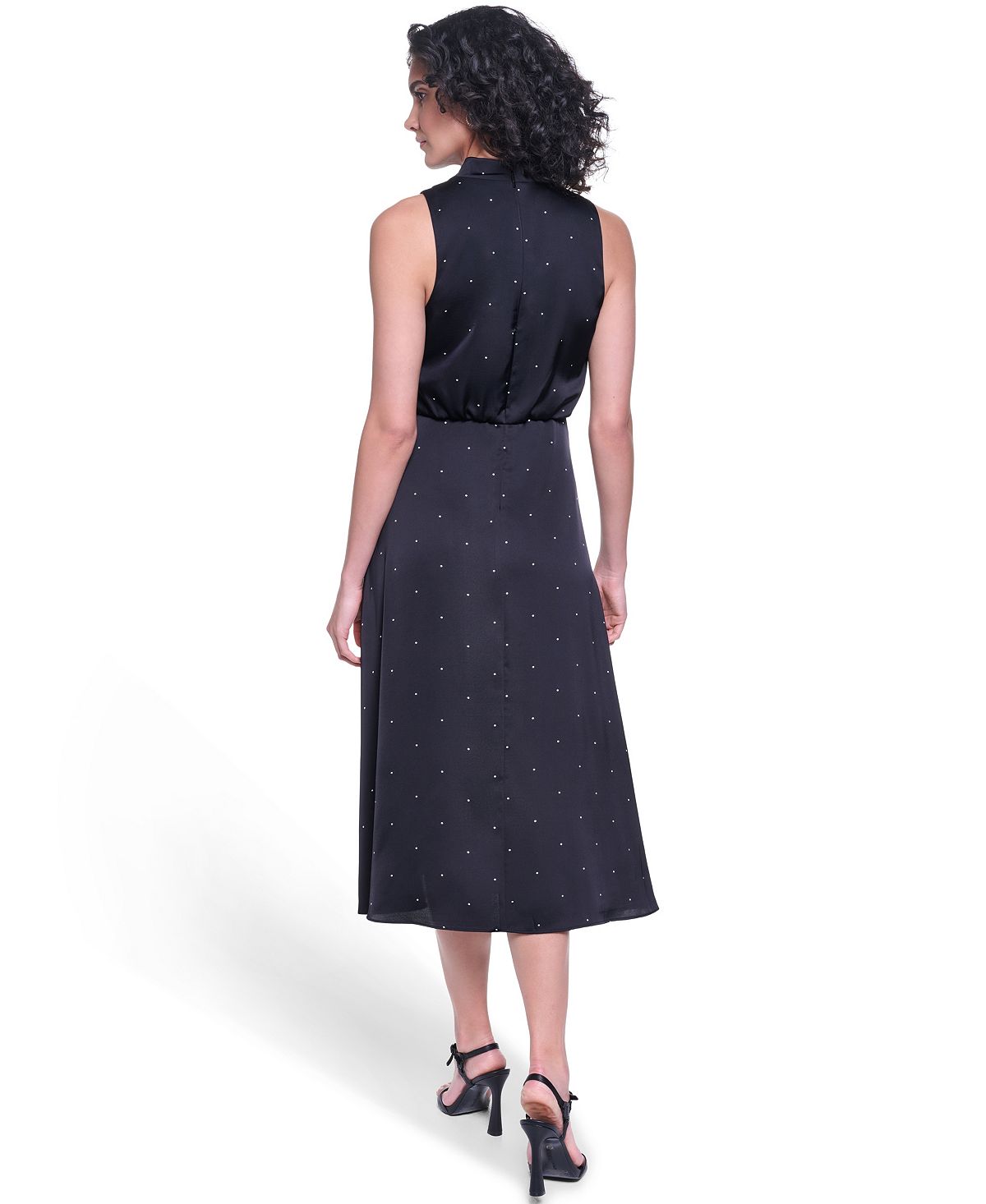 KARL LAGERFELD PARIS Women's Halter Cowl Neck A-Line Midi Dress view 4 — MAYCSS fashion products