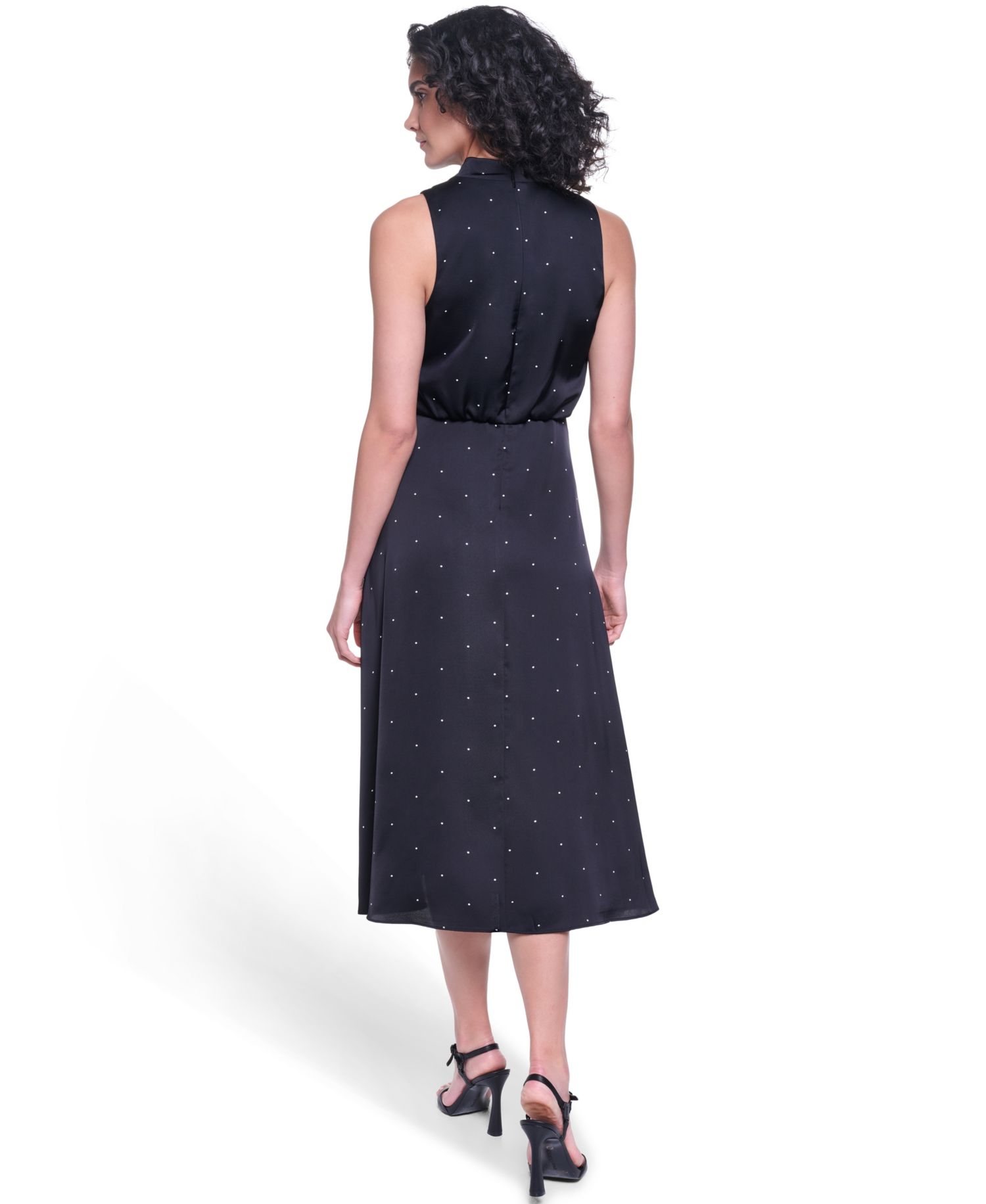 Women's Halter Cowl Neck A-Line Midi Dress