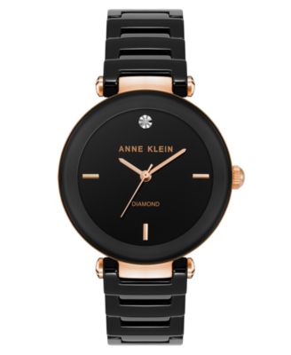 Women's Quartz Black Round Dial Black Ceramic Bracelet Watch 33mm x 38.5mm