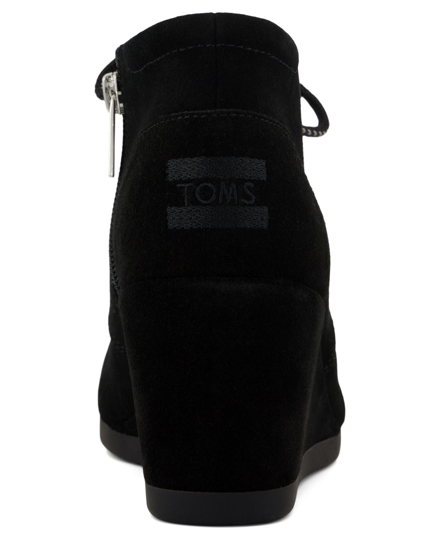 Женские ботинки TOMS Desert Wedge Plus Lace-Up Booties, цвет: Чёрный замшевый — фото 3