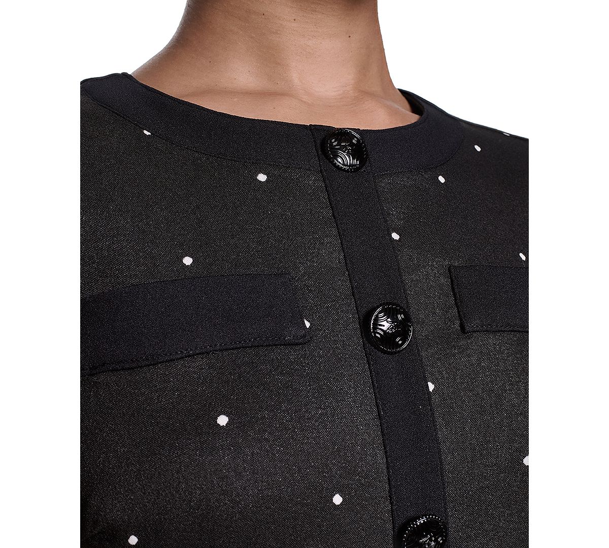 KARL LAGERFELD PARIS Women's Mini Polka Dot Sheath Short Dress view 4 — MAYCSS fashion products