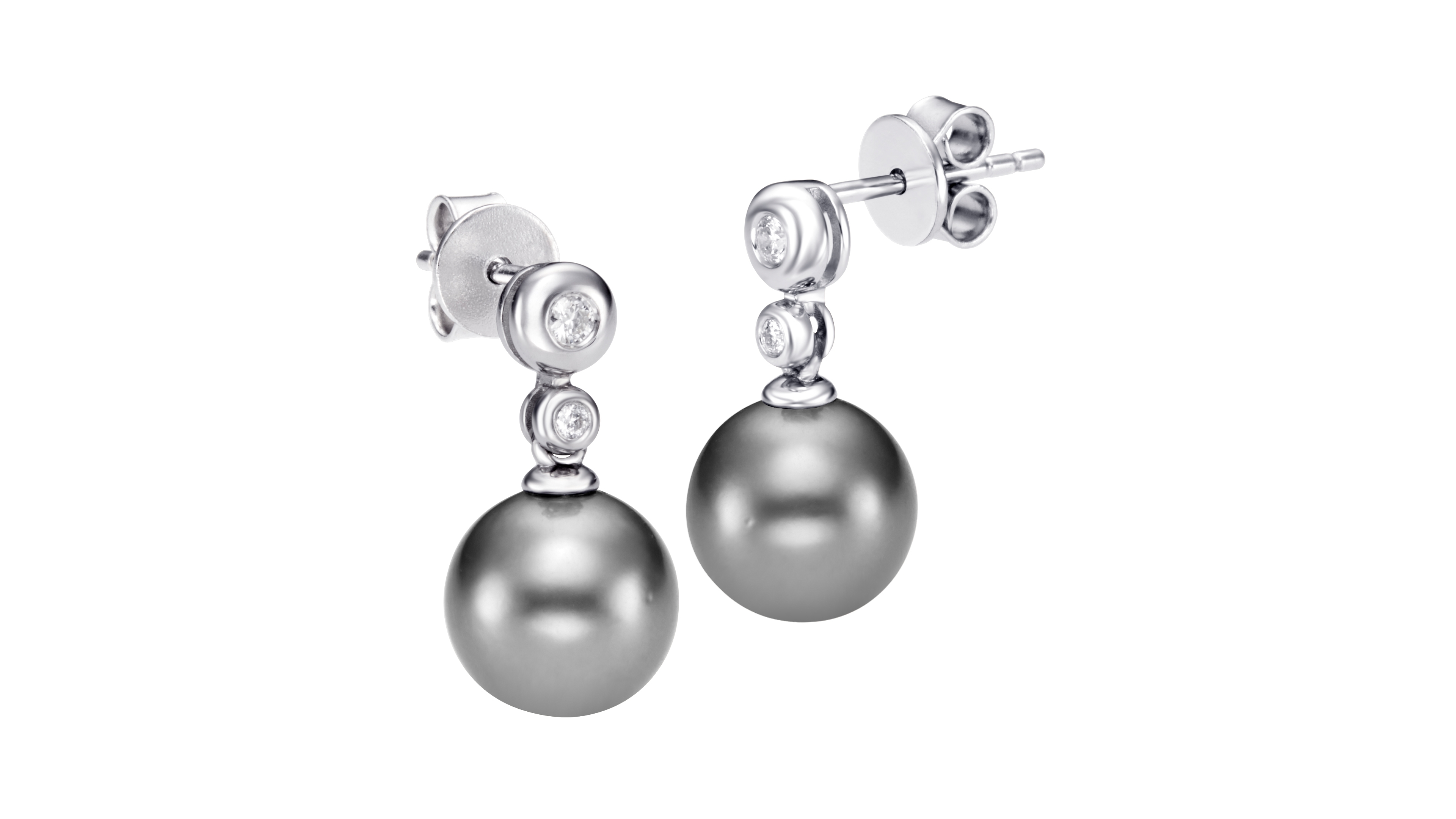 Macy's Cultured Tahitian Pearl & Diamond (0.08 ct. t.w.) Stud Earrings