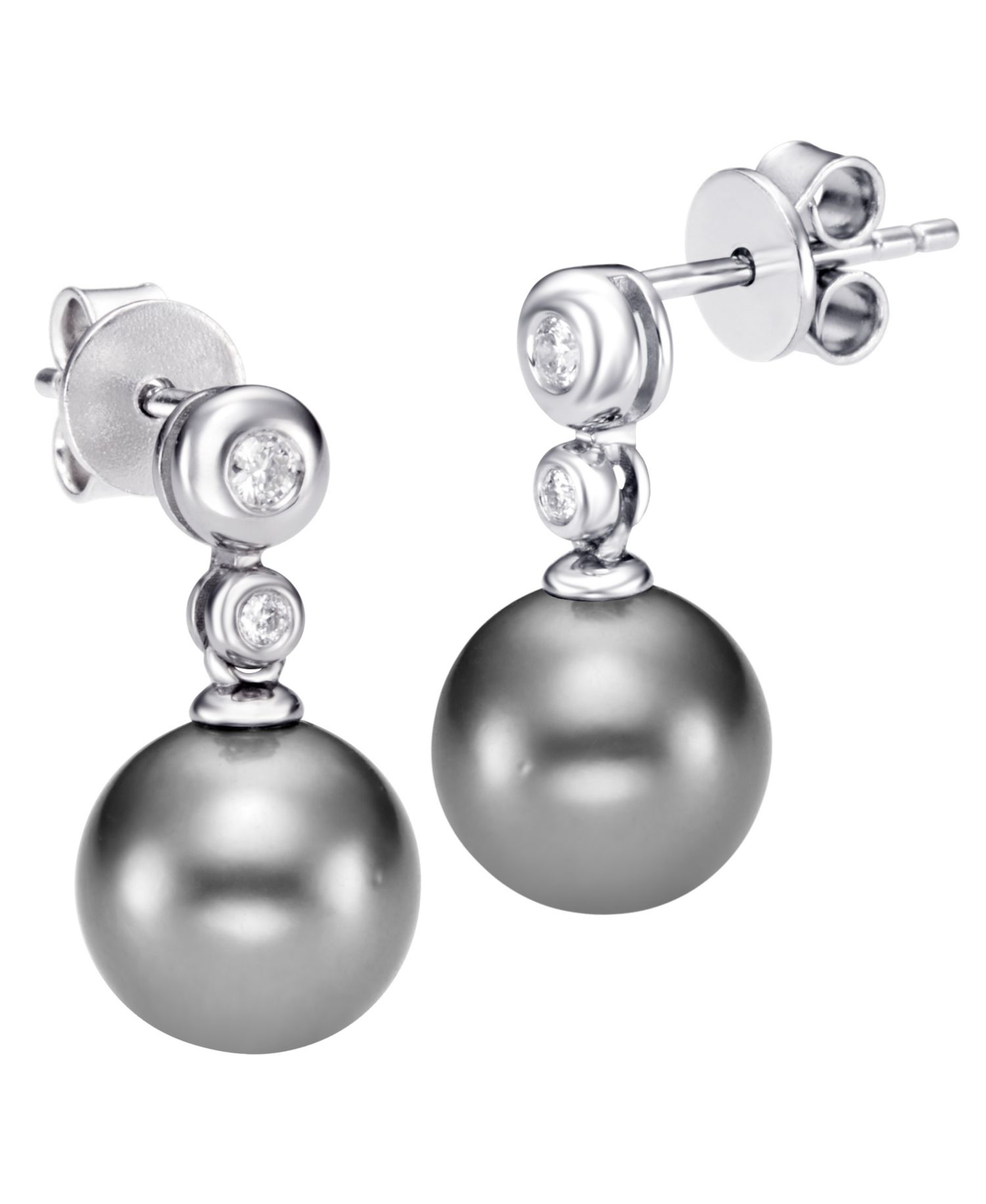 Cultured Tahitian Pearl (8-9mm) & Diamond (0.08 ct. t.w.) Stud Earrings