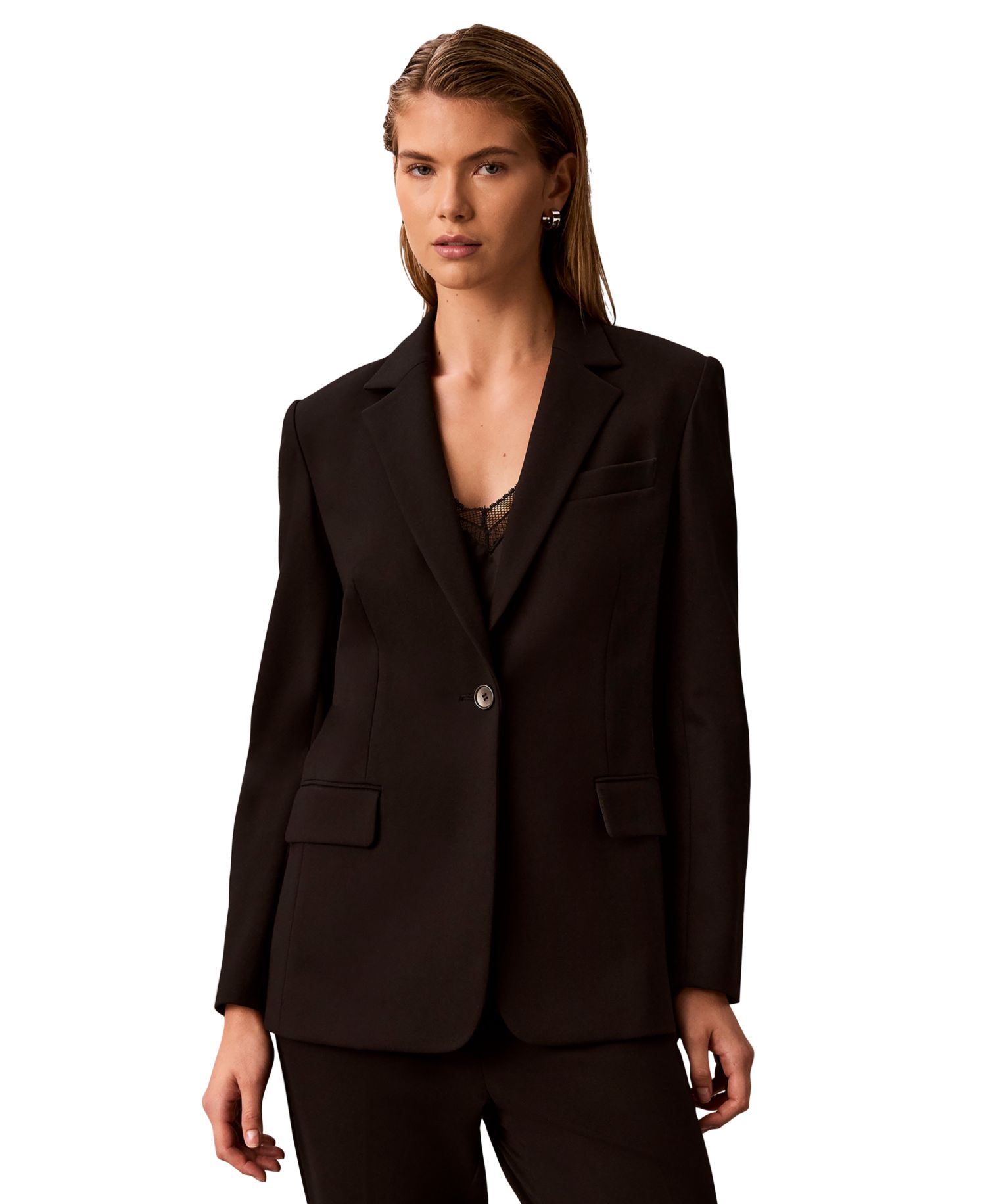 Women's Notch Collar One-Button Jacket
